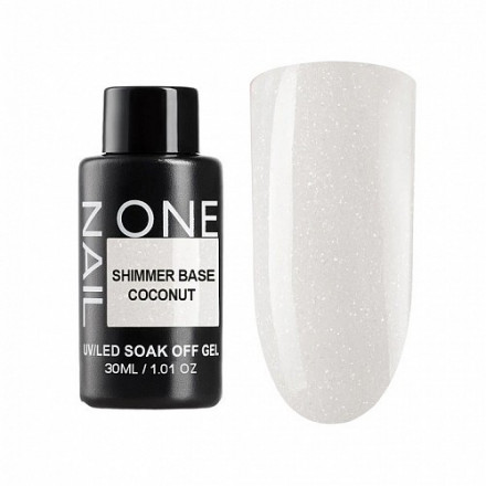 ONE NAIL   База камуфлирующая эластичная c шиммером  (легкие в снятии)  Base  SHIMMER   COCONUT  (бутылка)   30мл